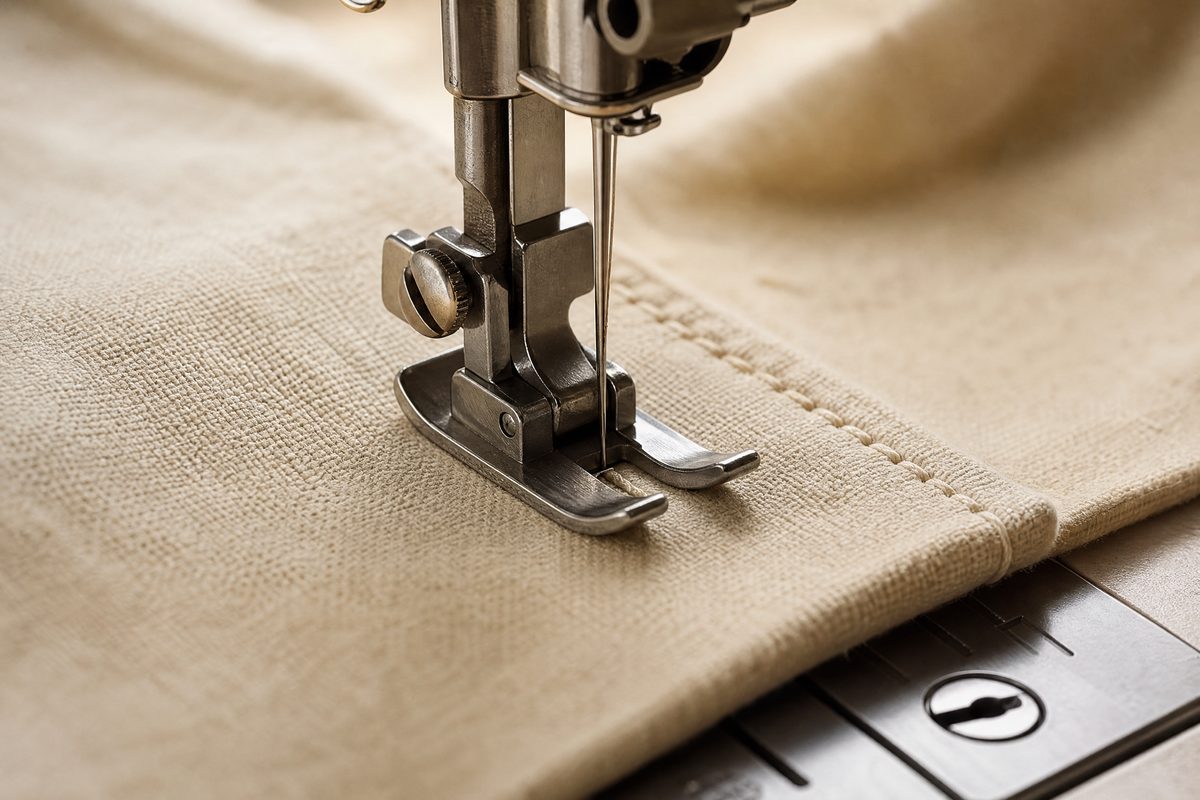 Close-up sewing and workmanship process