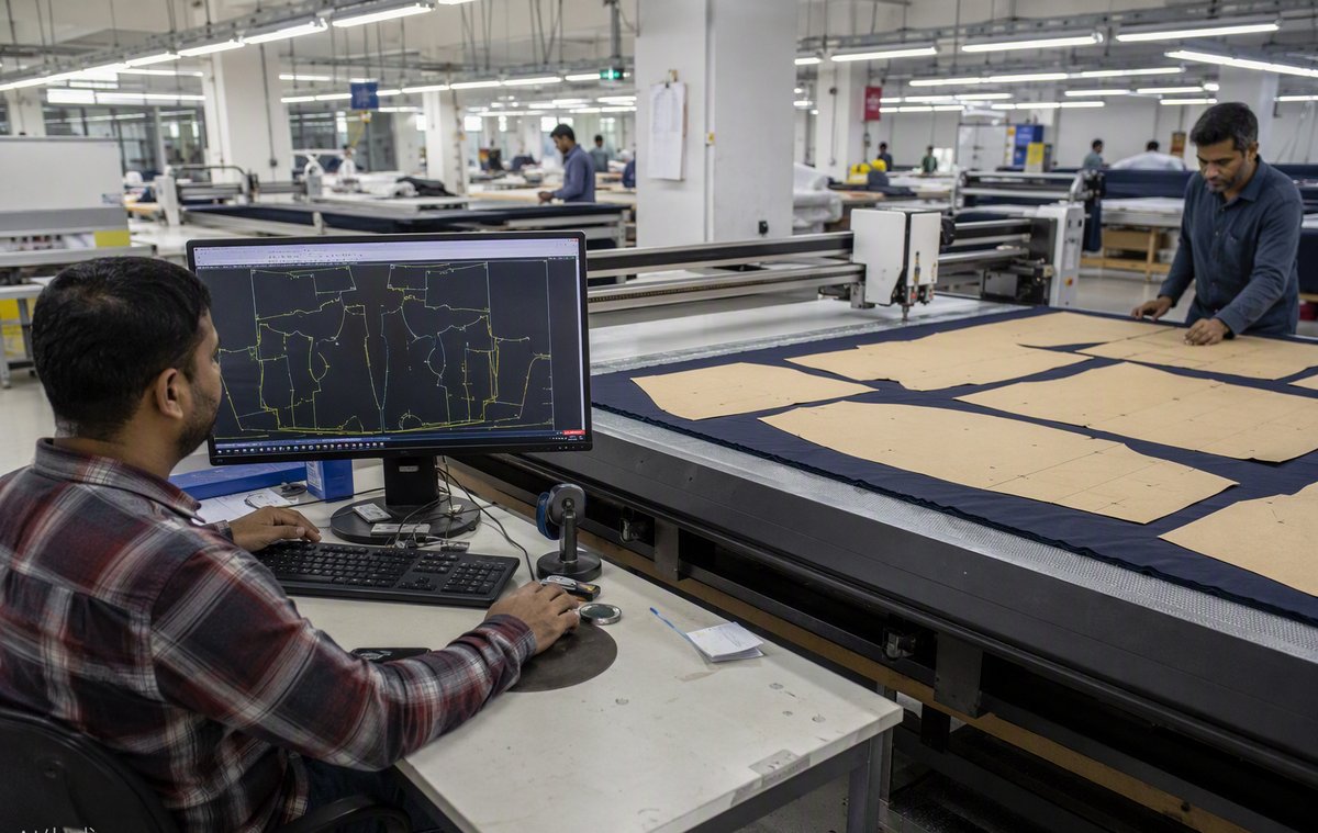 CAD cutting table used for apparel pattern marking and fabric cutting