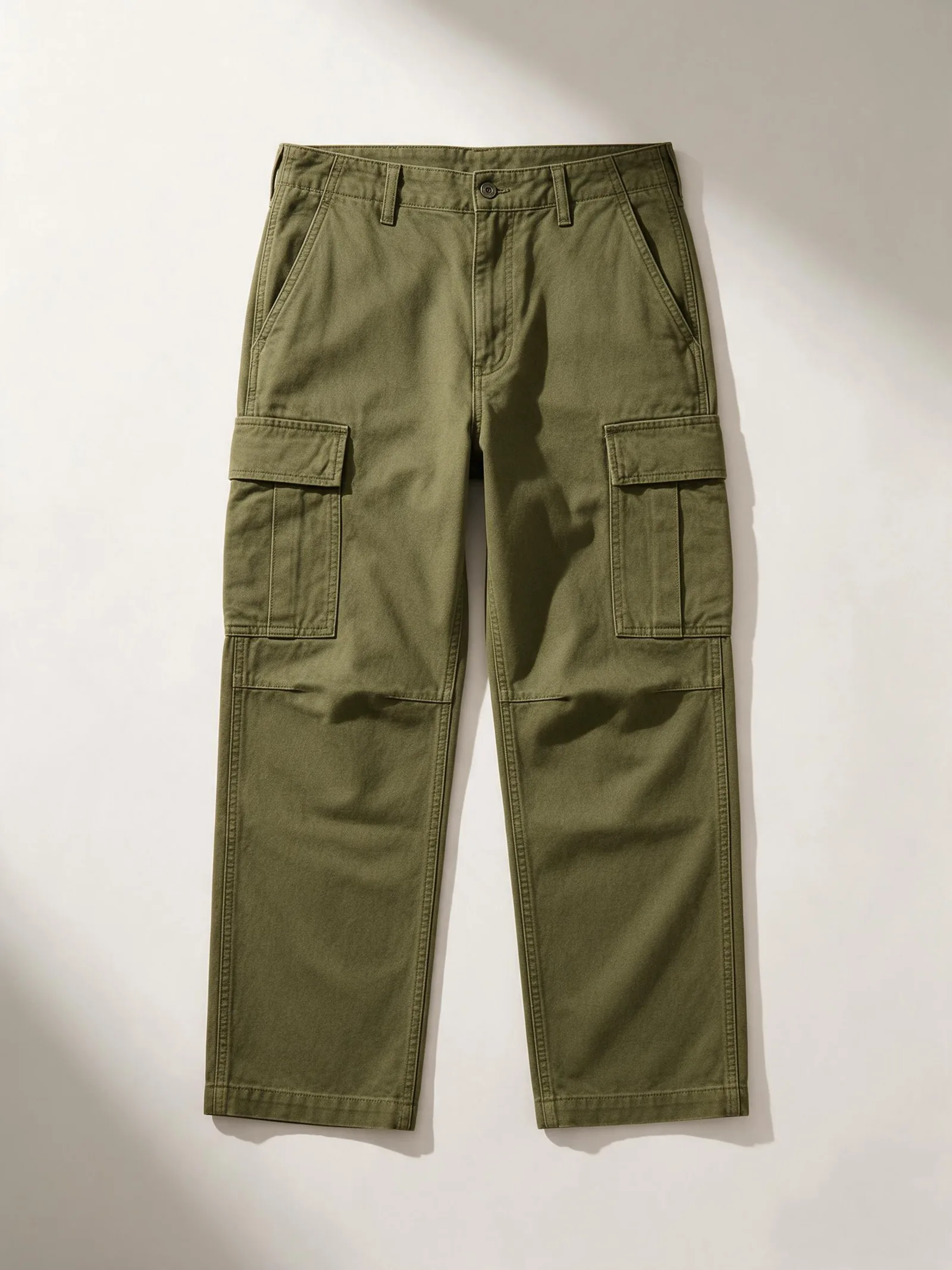 AI design concept of olive cargo pants viewed from the front