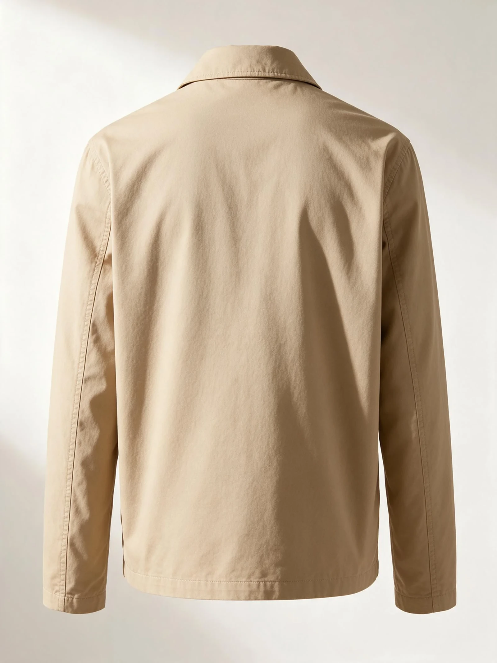 AI design concept of a sand-colored jacket viewed from the back