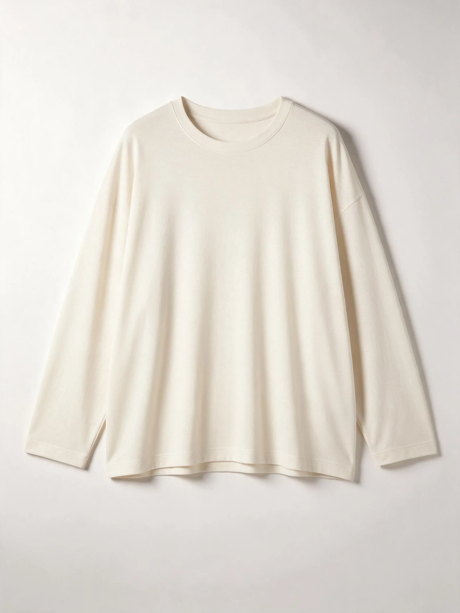 AI design concept of an ivory long-sleeve crewneck T-shirt