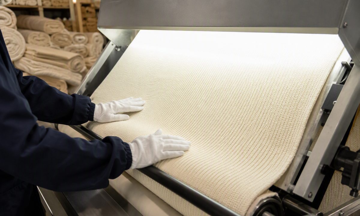 Fabric inspection: checking knitted fabric for defects on the inspection frame