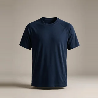 Navy short-sleeve training T-shirt with raglan sleeves.